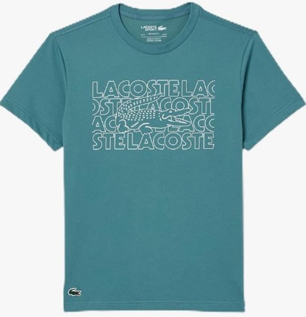 Lacoste Men's Regular Fit Sports Performance Graphic Tee Shirt Hydro XL
